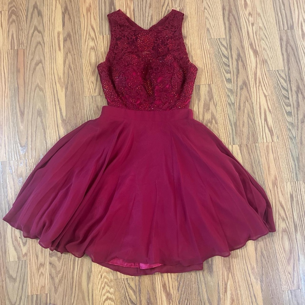 PromGirl Vibrant burgundy homecoming  dress